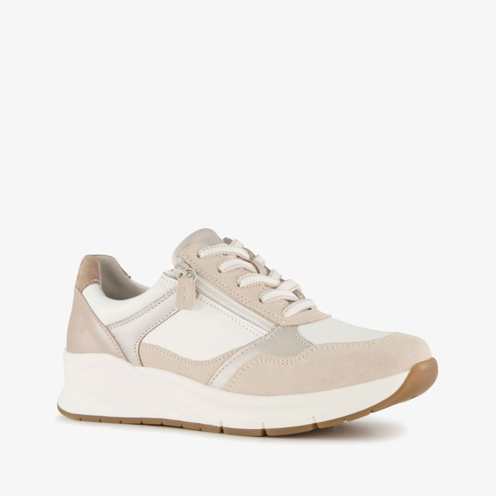 Hush Puppies suède dames sneakers beige wit