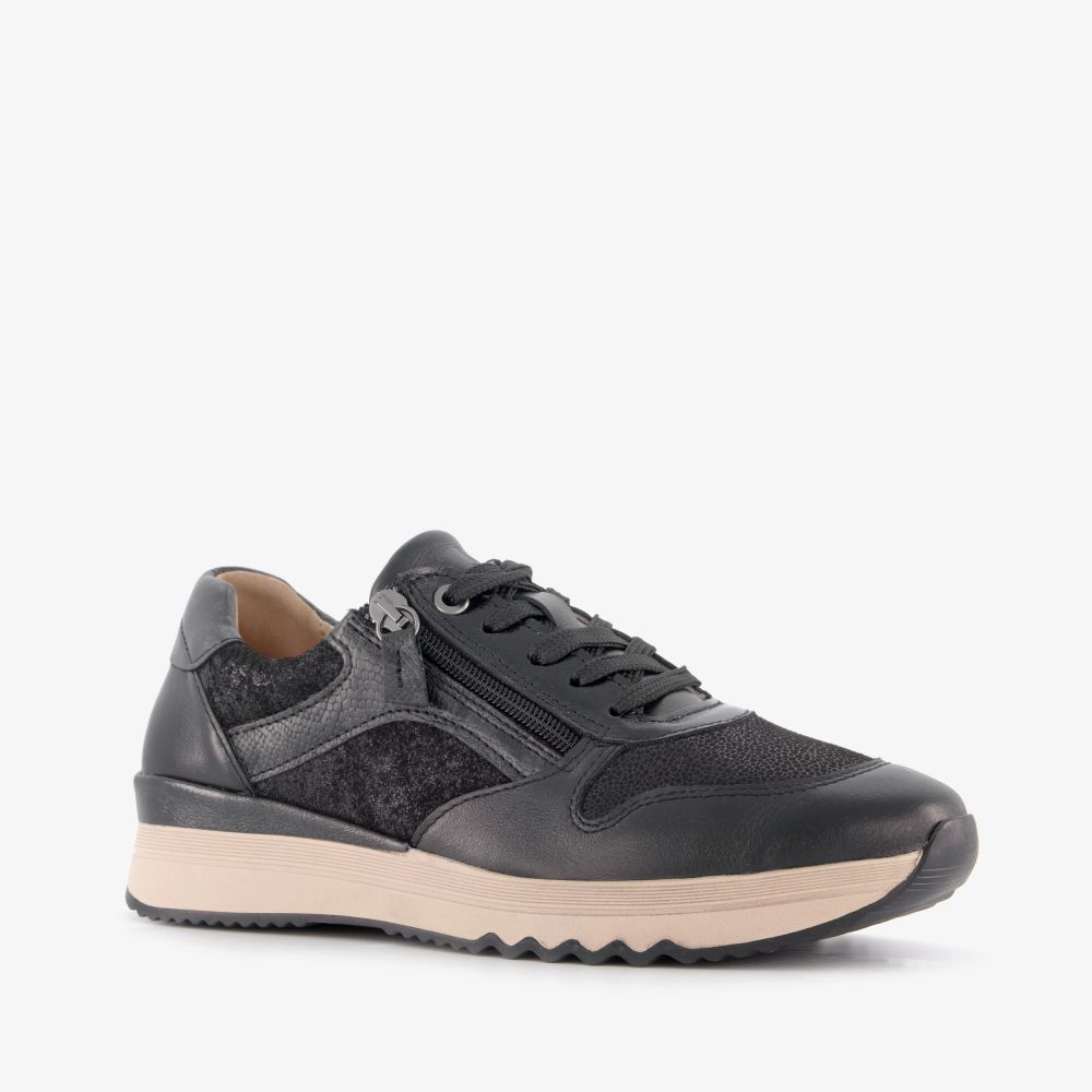 Hush Puppies suède dames sneakers zwart