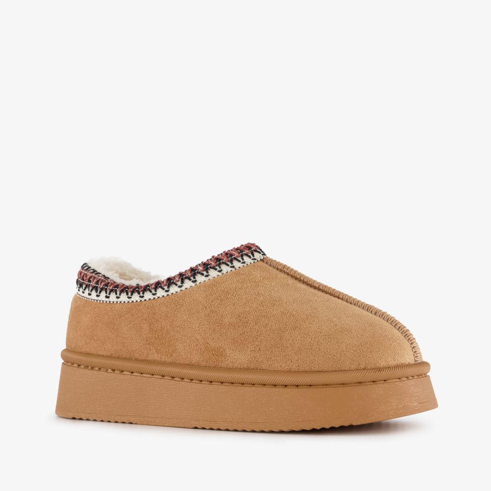 Thu!s gevoerde meisjes pantoffels camel bruin