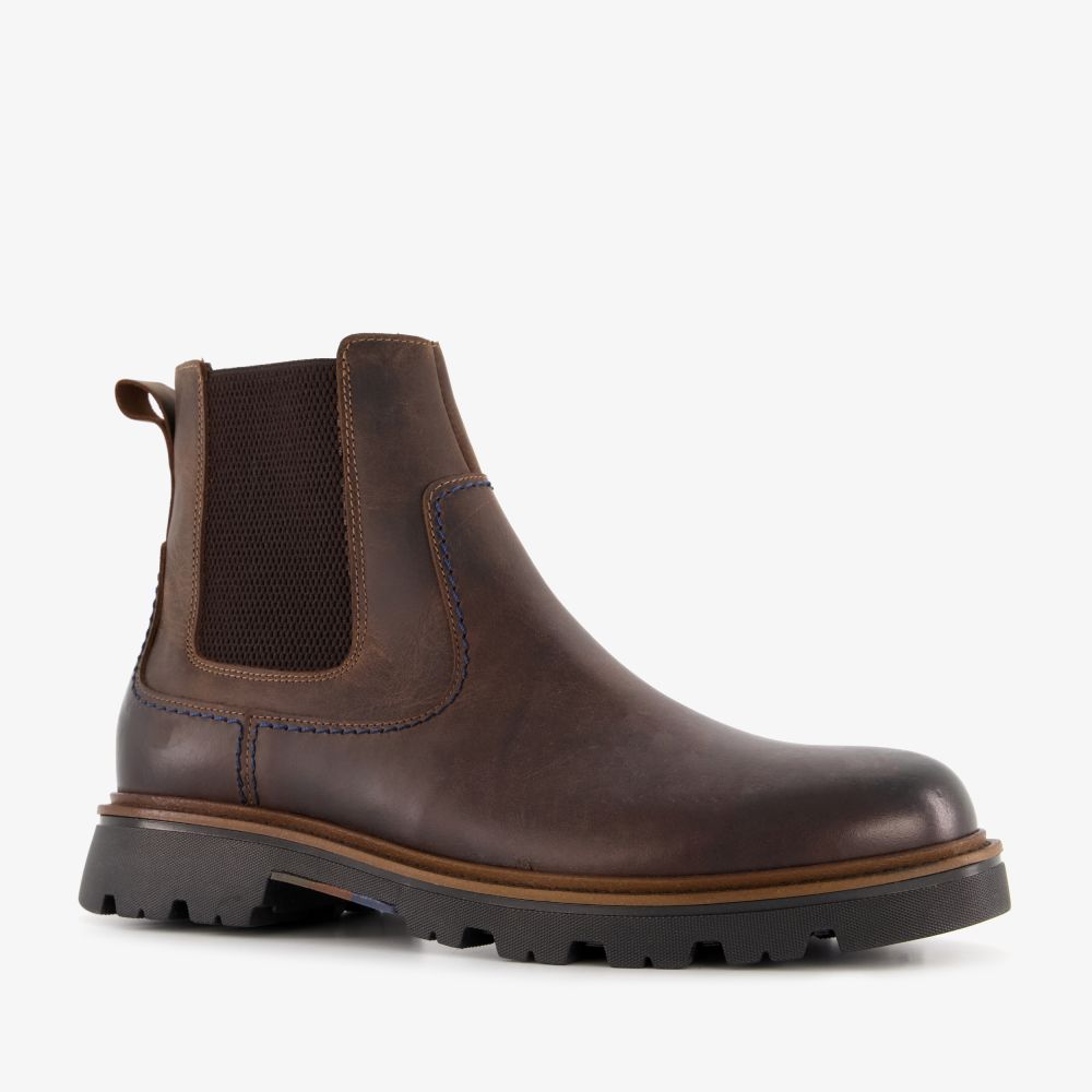 Output leren heren Chelsea boots bruin