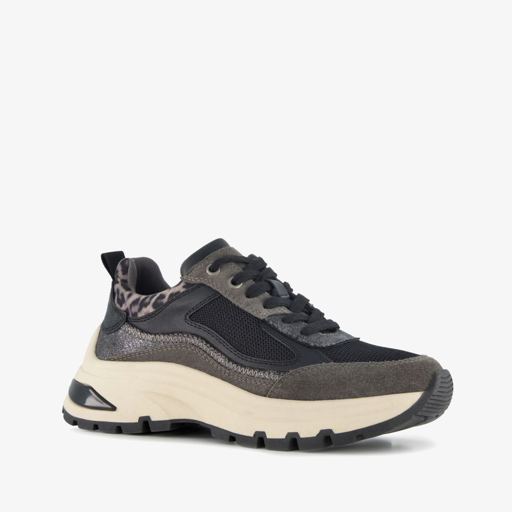 Harper dames sneakers met panterprint details grijs