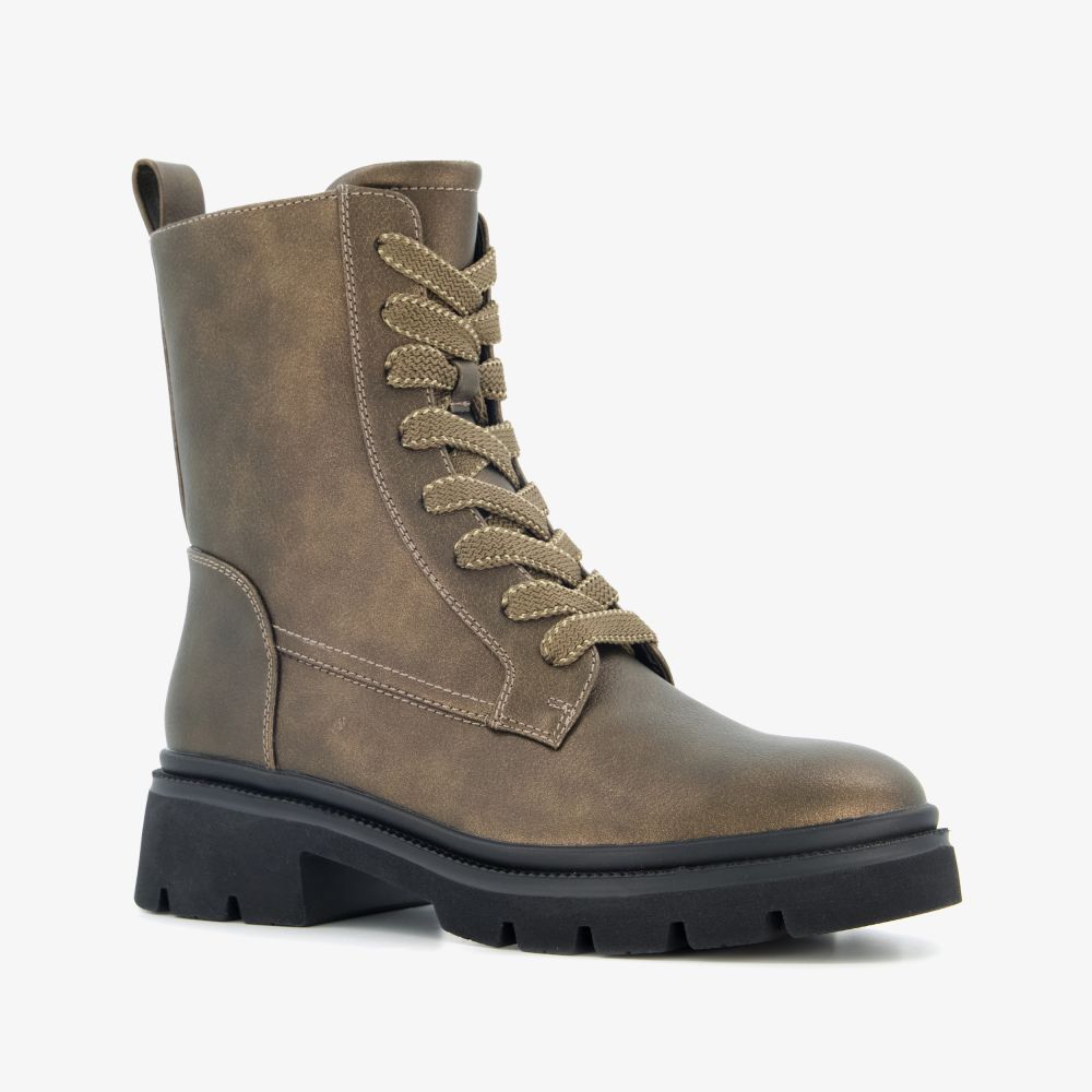 Blue Box dames veterboots brons