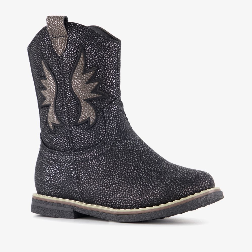 Blue Box meisjes western boots met glitters zwart