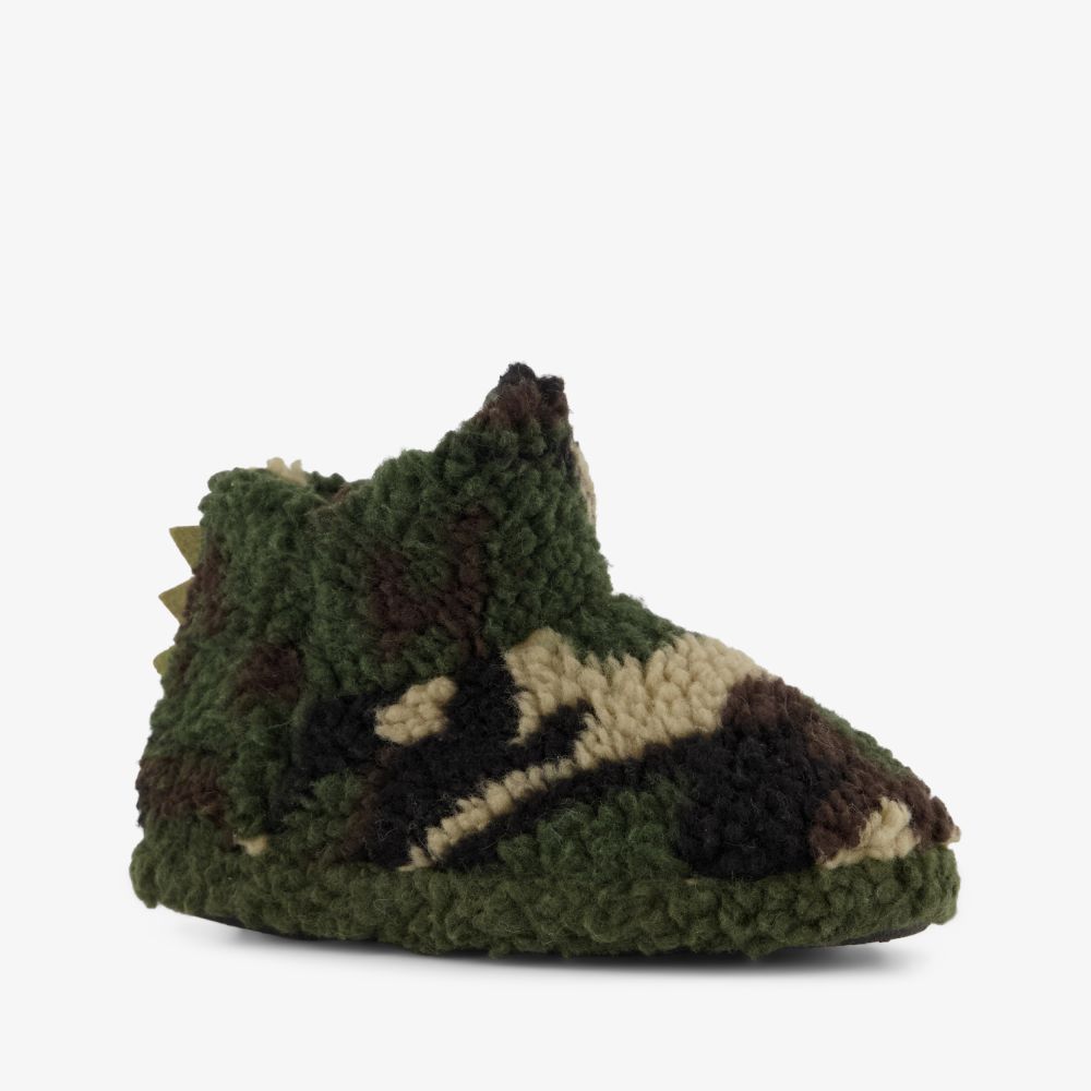 Thu!s hoge jongens pantoffels met camouflageprint groen