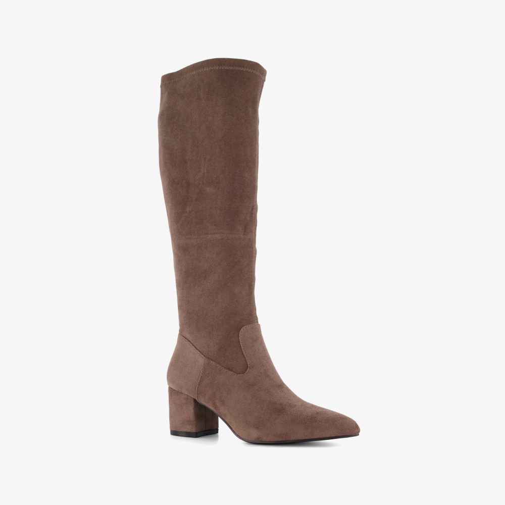 Nova dames stretchlaarzen met hak taupe