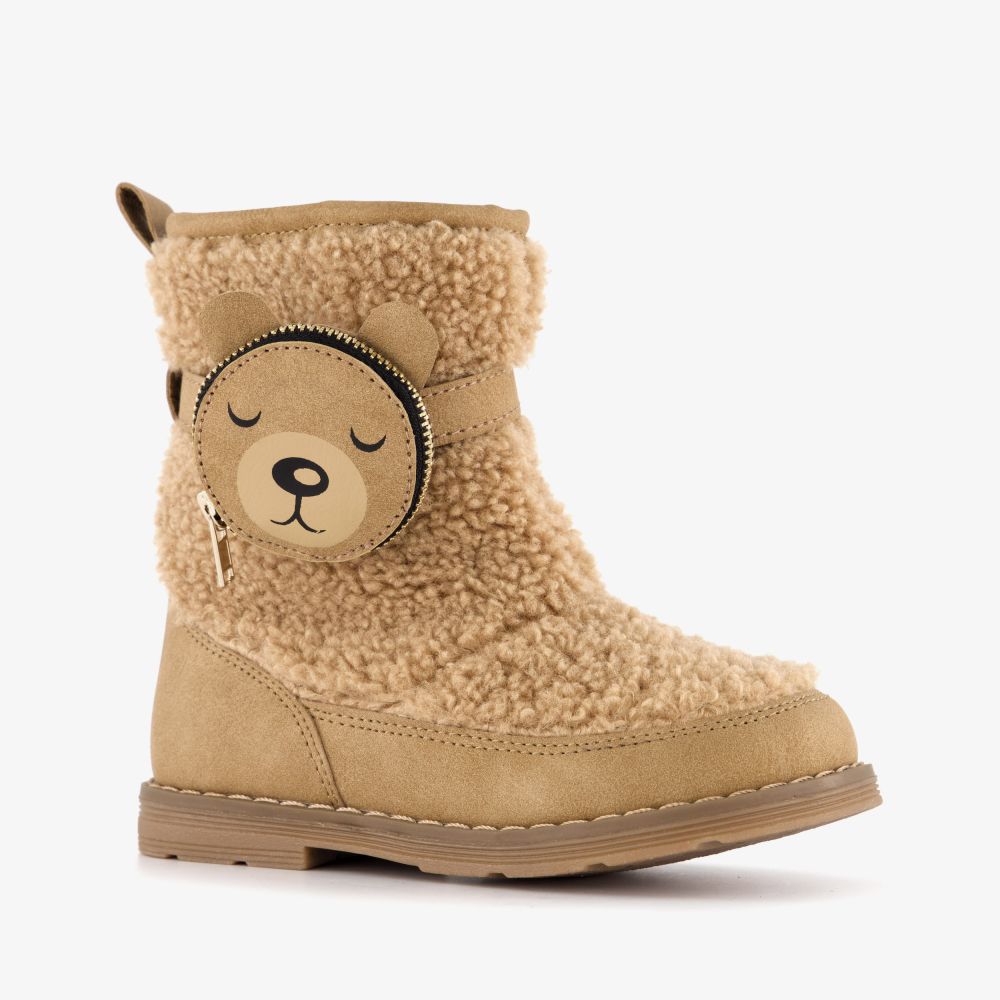 Blue Box meisjes teddy laarsjes met ritszakje bruin