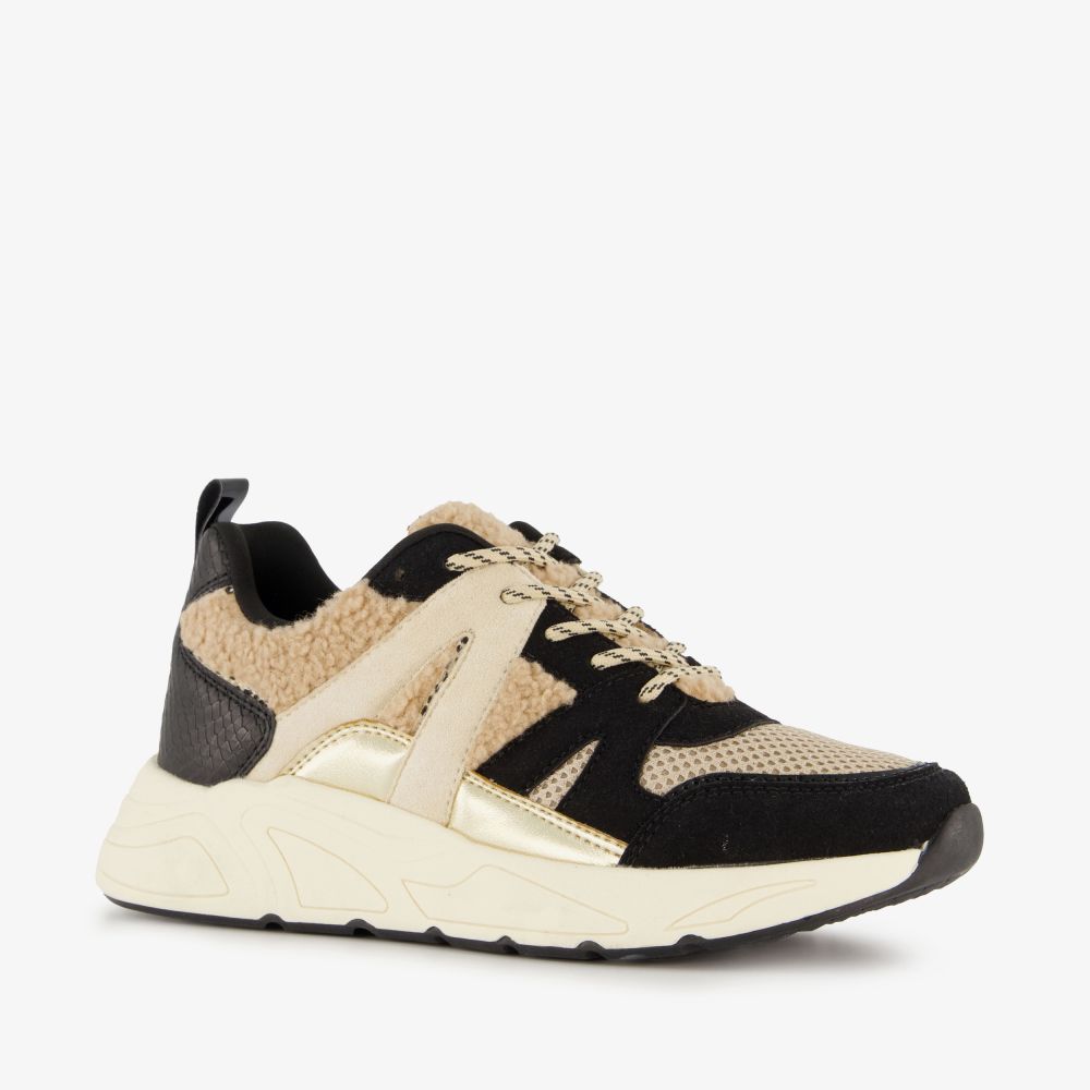 Blue Box dames dad sneakers met teddy detail