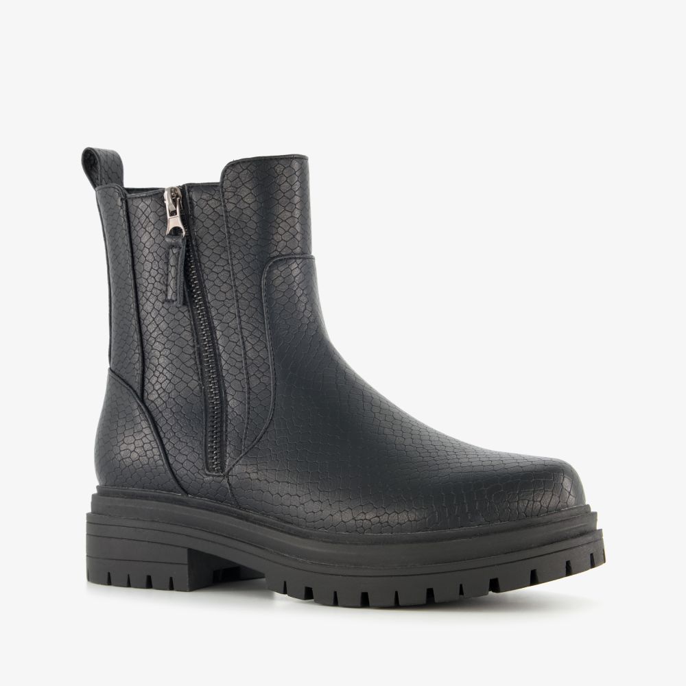Blue Box dames boots met croco print zwart