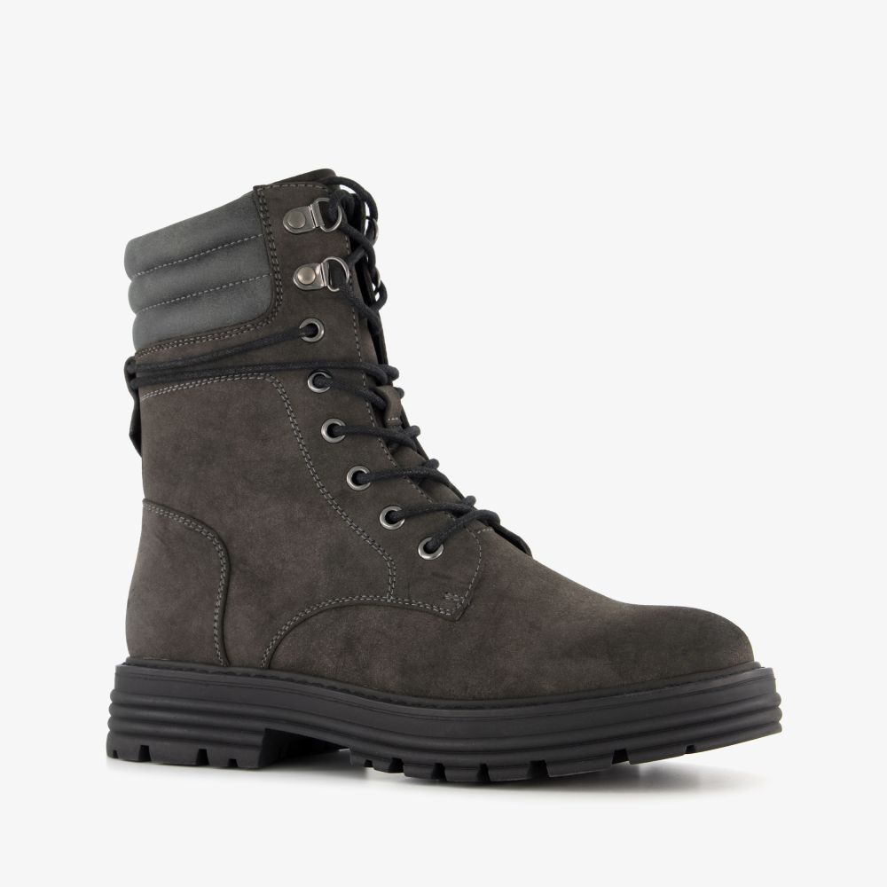 Blue Box dames veterboots antraciet