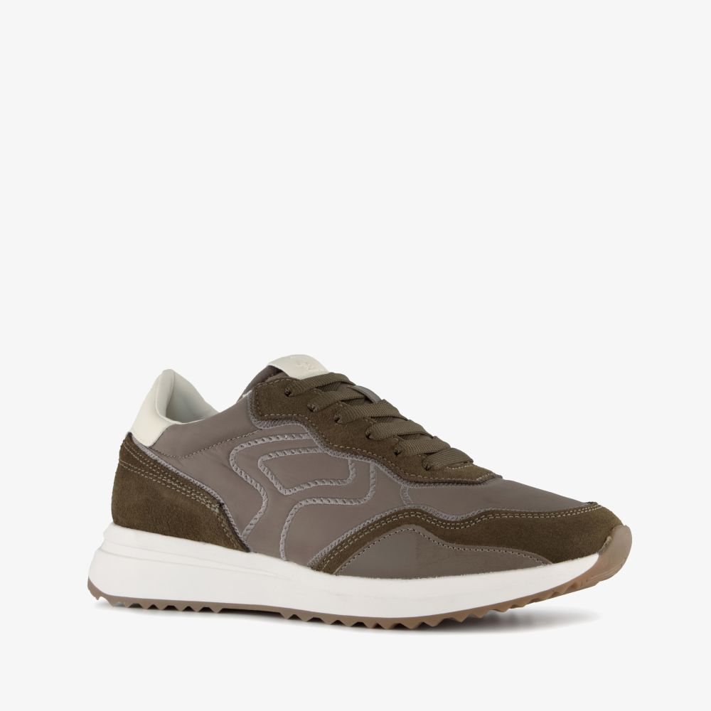 Hush Puppies suède dames sneakers kaki bruin