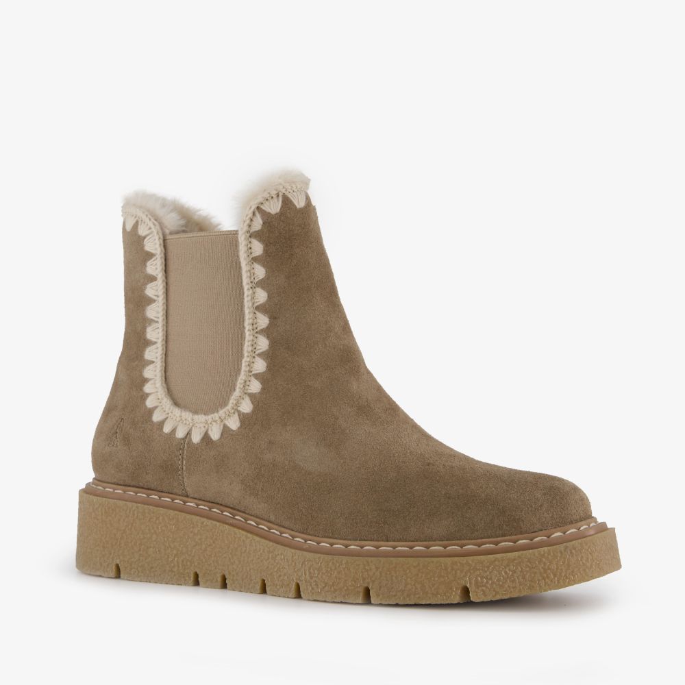 Hush Puppies gevoerde suède dames boots taupe