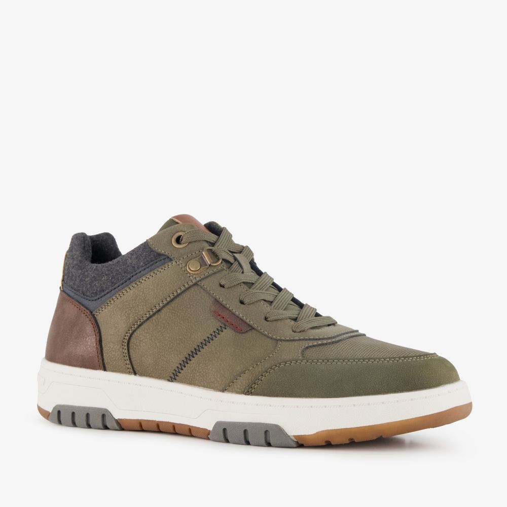 Blue Box hoge heren sneakers groen cognac