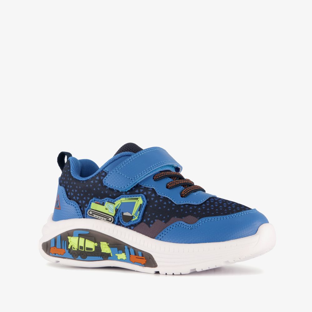 Blue Box jongens sneakers met lichtjes en graafmachines