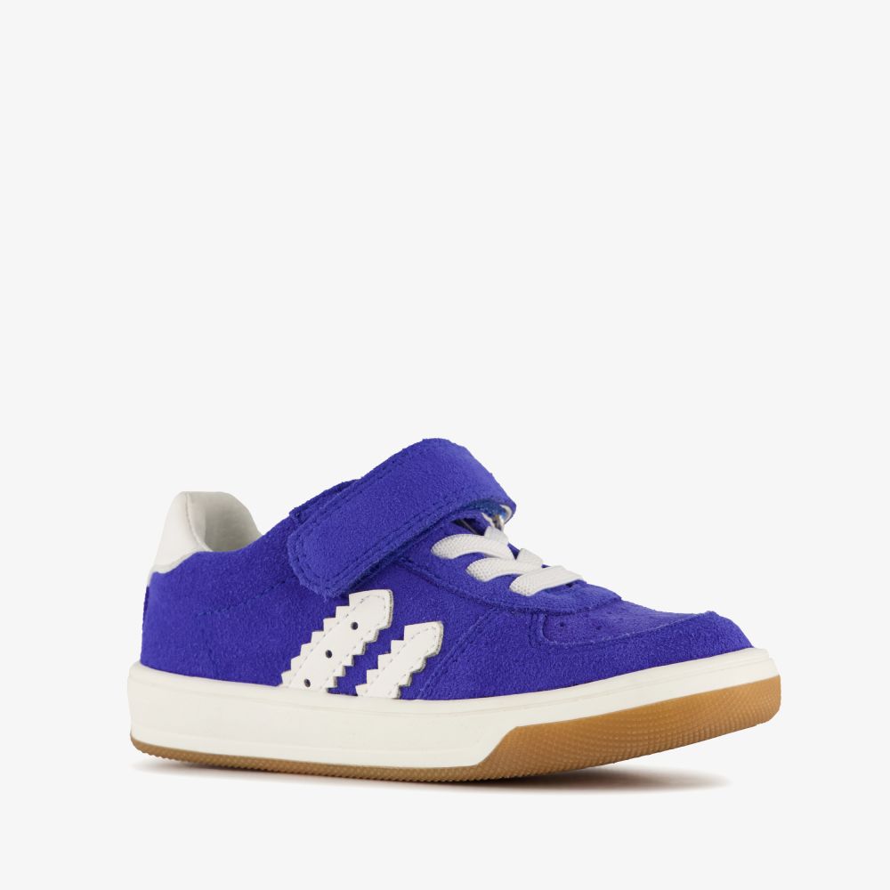 Stap suède jongens sneakers blauw wit