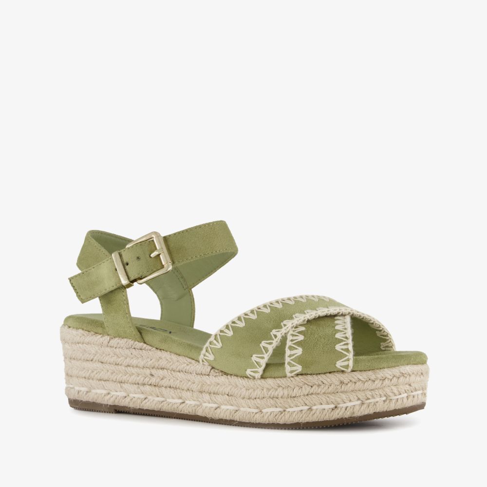 Blue Box dames espadrilles met sleehak groen