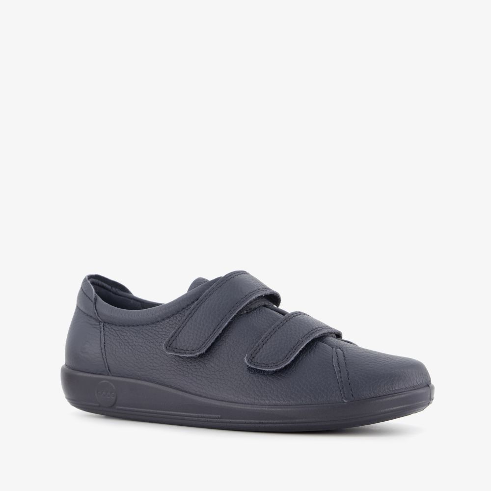 ECCO Soft 2.0 Classic leren dames sneakers met klittenband blauw
