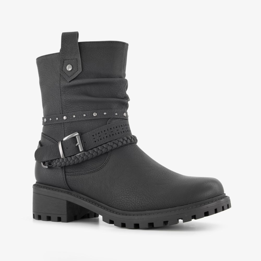 Blue Box dames boots met sierbandjes zwart