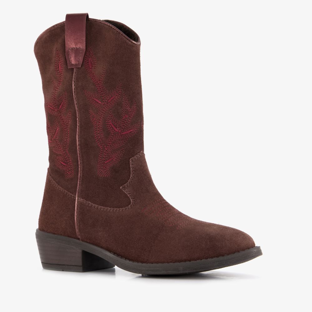 Groot suède meisjes cowboylaarzen bordeauxrood