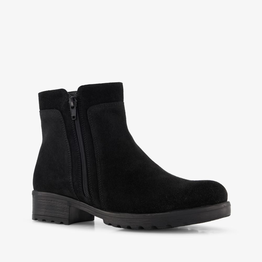 Hush Puppies suède dames enkellaarsjes zwart