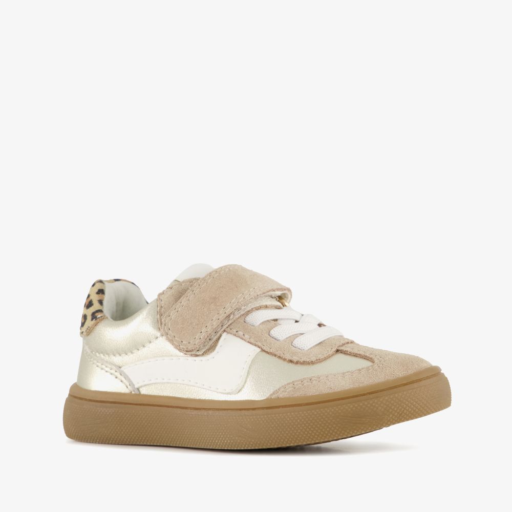 Stap meisjes leren sneakers met metallic
