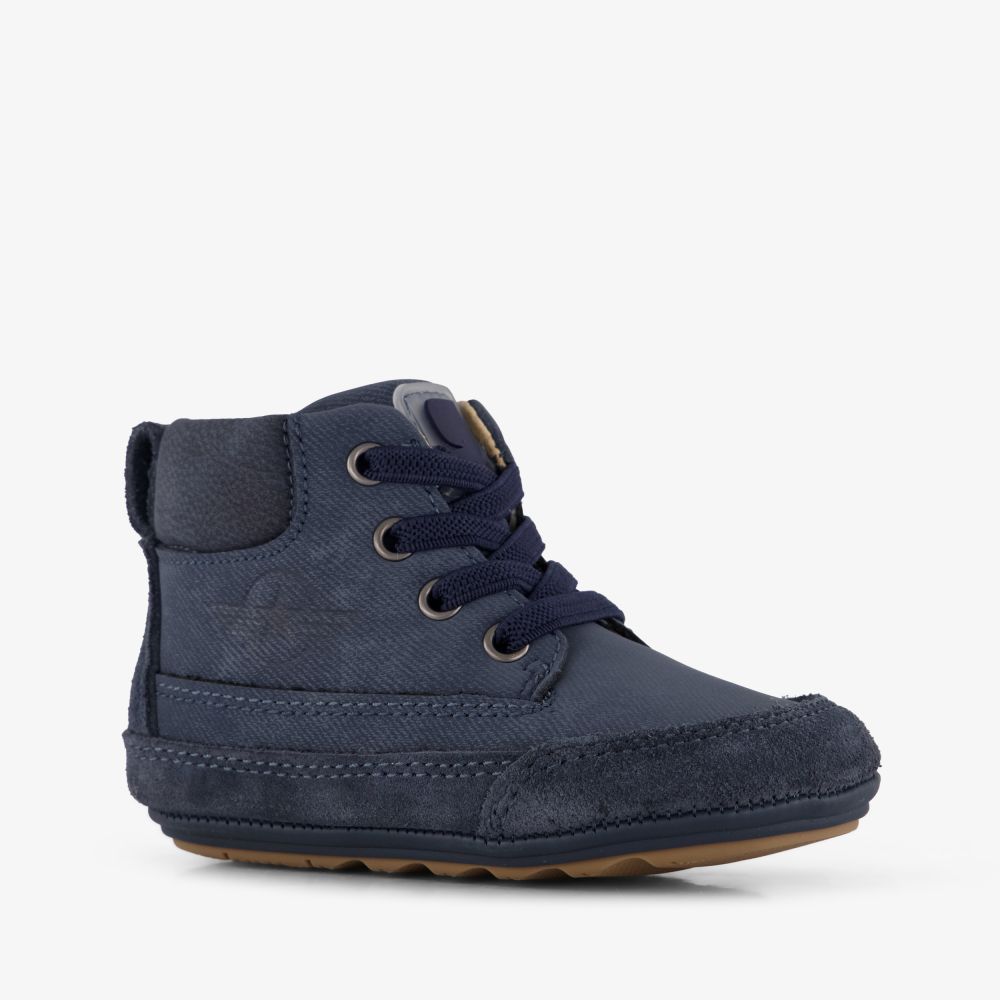 Groot leren babyschoenen donerkblauw
