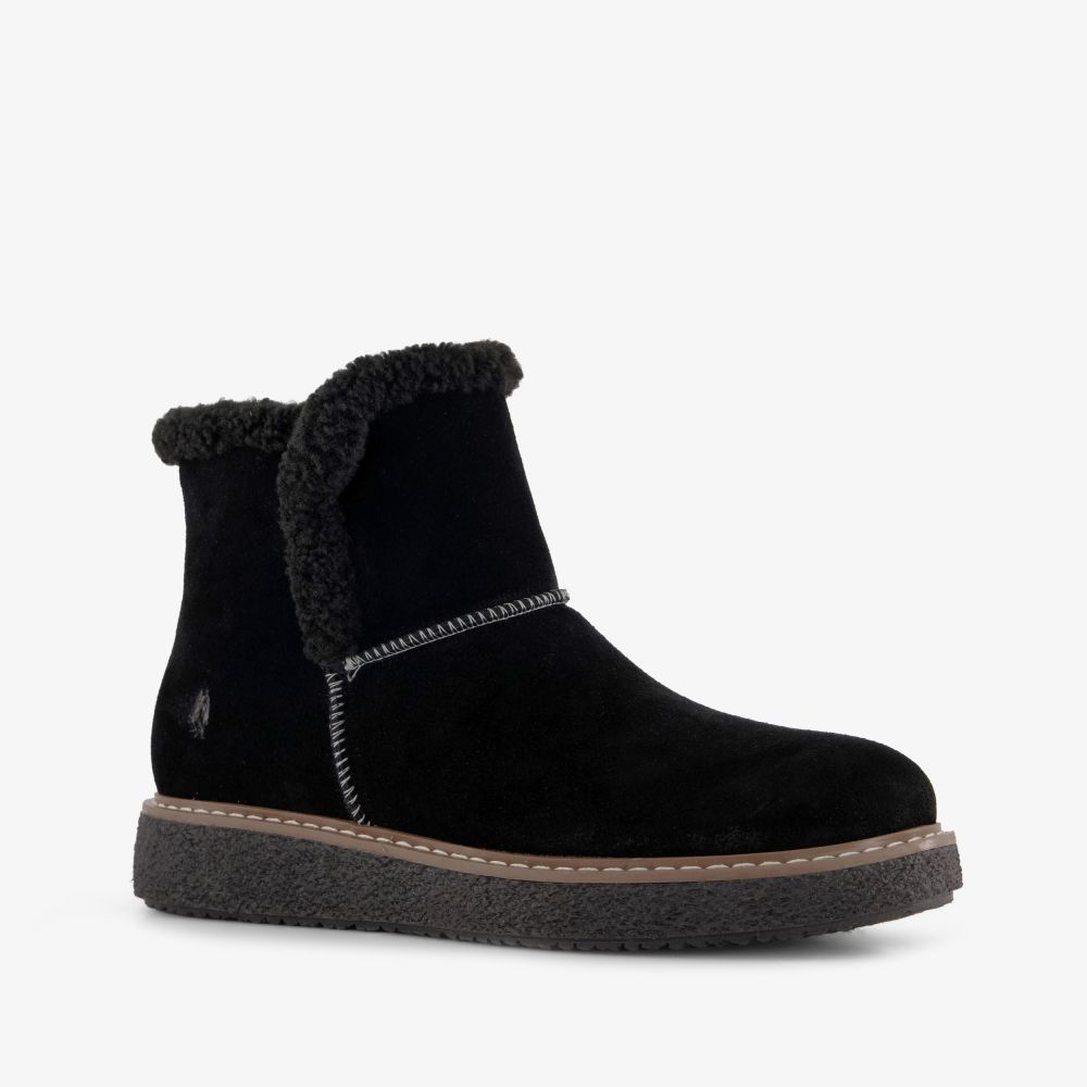 Hush Puppies gevoerde suède dames boots zwart