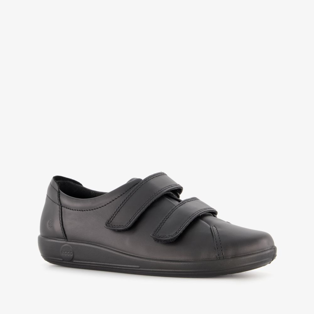 ECCO Soft 2.0 leren dames sneakers zwart