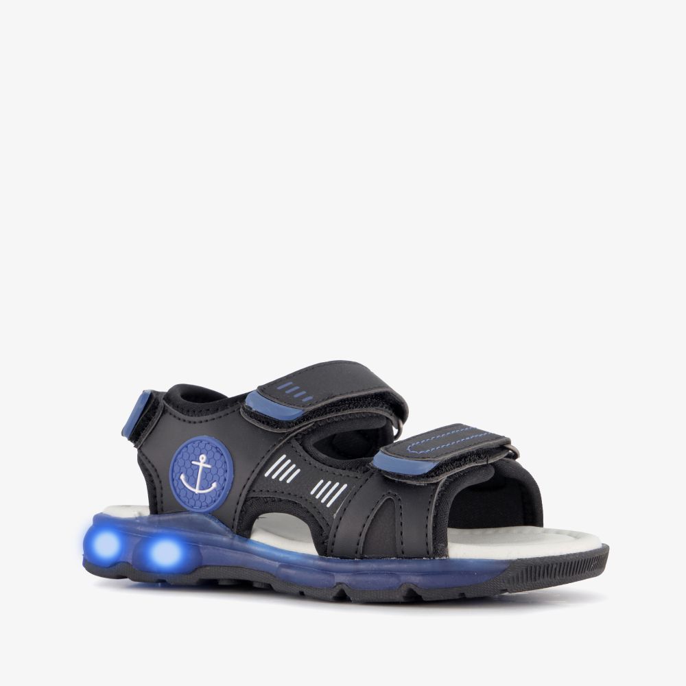 Blue Box jongens sandalen met lichtjes zwart blauw