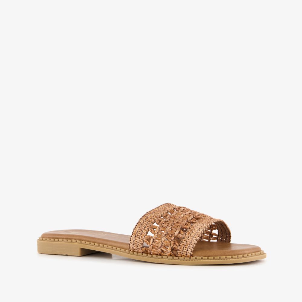 Scapino Dames slippers met gevlochten band bruin