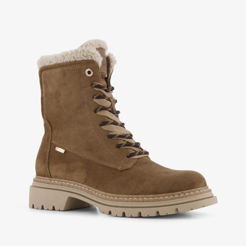 Mexx XX by Mexx gevoerde dames veterboots cognac